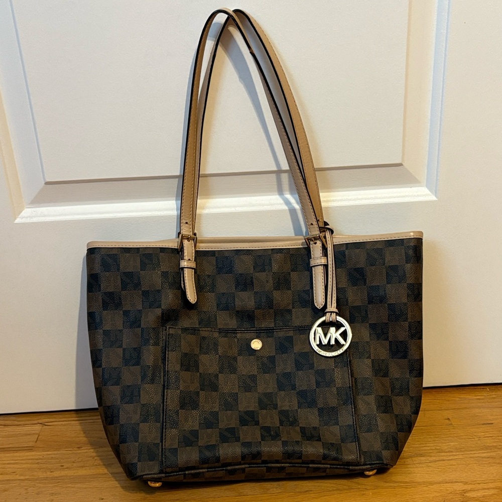 Michael Kors Logo Jet Set Brown Tote
